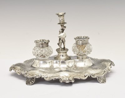 Lot 95 - Victorian silver inkstand, Joseph Angell II, London 1872