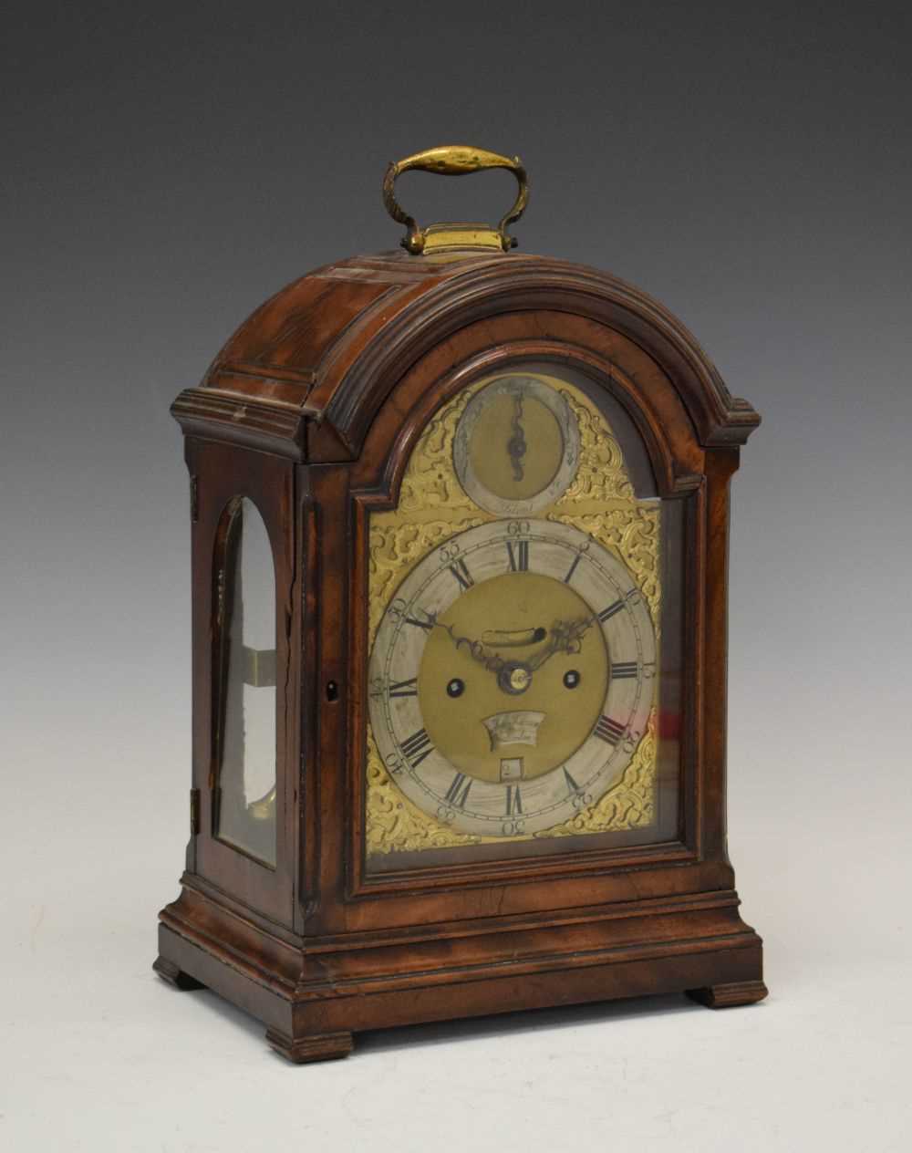 Lot 427 - Small George III mahogany-cased triple pad twin fusee bracket clock