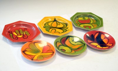 Lot 406 - Six Poole pottery heptagonal plates