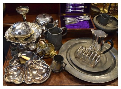 Lot 596 - Quantity of silver plate and pewter items, etc.