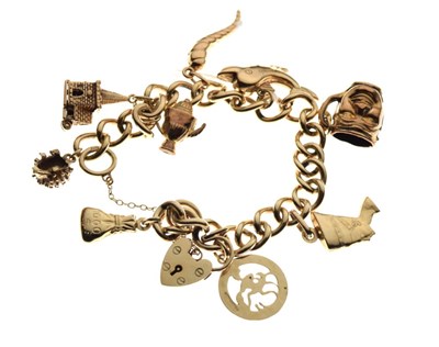 Lot 58 - 9ct gold charm bracelet