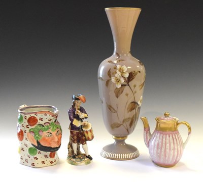 Lot 395 - Staffordshire Bacchus jug, milk glass vase, etc