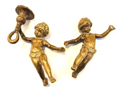 Lot 256 - Pair of cast figural candlesticks (a/f)