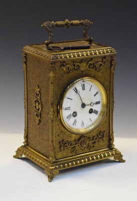 Lot 497 - Late 19th Century French brass cased mantel clock