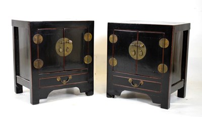 Lot 668 - Pair of Chinese bedside lacquered chests