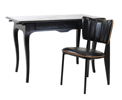 Lot 650 - Ikea ebonised dressing table and chair