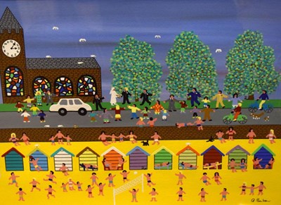 Lot 594 - Gordon Barker - Acrylic - 'Seaside Wedding'