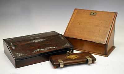 Lot 598 - Late Victorian/early 20th Century rosewood and mother-of-pearl writing slope