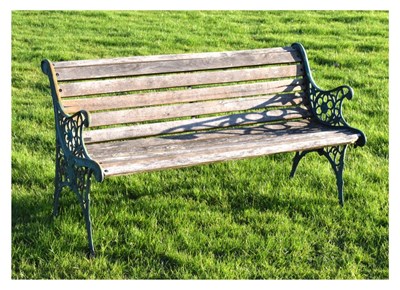 Lot 803 - Two-seater teak garden bench