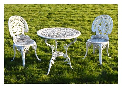 Lot 805 - White painted three-piece patio set