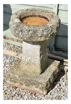 Lot 811 - Composite stone garden bird bath on square base
