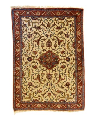 Lot 499 - Persian part silk rug, probably Isfahan