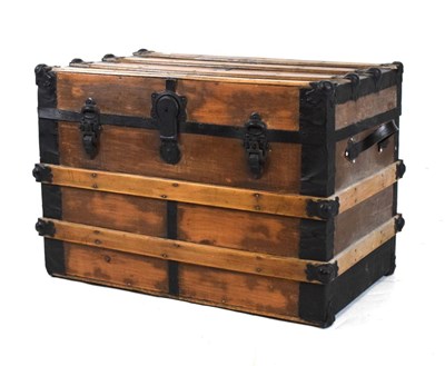Lot 684 - Shipping trunk with partial remains of a White Star Line travel label