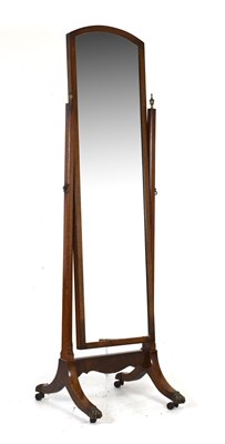 Lot 614 - Edwardian mahogany cheval mirror