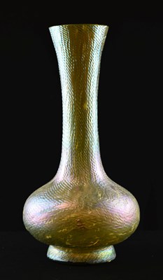 Lot 314 - Loetz-style green and iridescent vase with flared neck