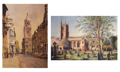 Lot 546 - Frank Shipsides (1908-2005) - Two signed limited edition prints - Westbury on Trym Parish Church, and Corn Street
