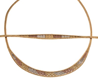 Lot 84 - Italian 9ct gold three-colour necklace and matching bracelet