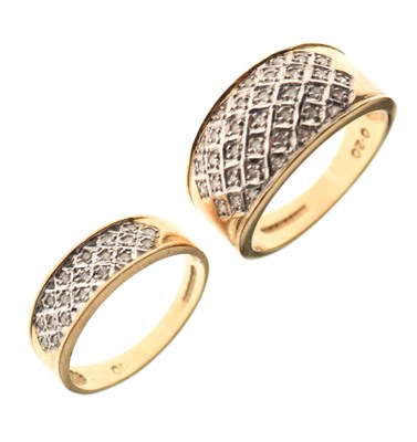 Lot 31 - Two 9ct gold diamond-set rings