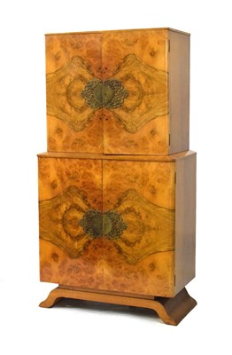 Lot 523 - Art Deco walnut-veneer cocktail cabinet