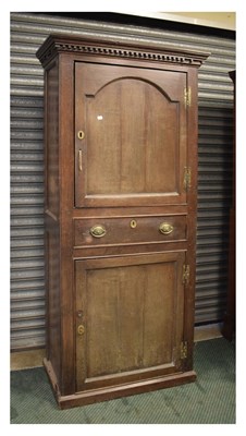 Lot 576 - George III oak hall cupboard