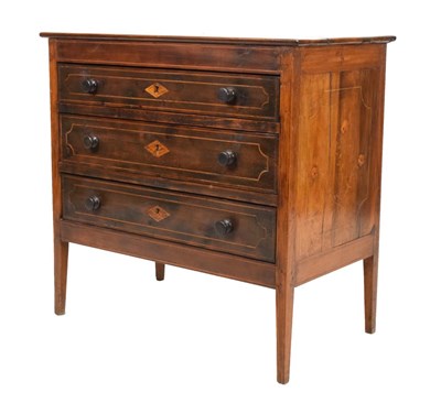 Lot 740 - Inlaid chest of three long drawers