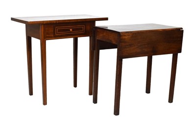 Lot 674 - Inlaid side table fitted with drawer together with a drop leaf table
