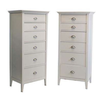 Lot 661 - Pair of John Lewis cream finish chest of six graduated drawers