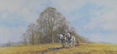 Lot 695 - David Shepherd - Limited edition print - Horses ploughing a field, 337/850