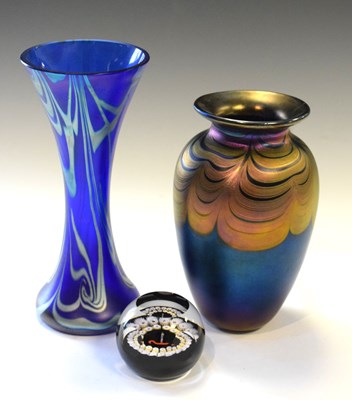 Lot 457 - Boxed okra glass vase, another, and Caithness paperweight