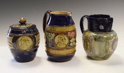 Lot 482 - Three Doulton Lambeth stoneware Royal commemorative items
