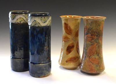 Lot 452 - Two pairs of Doulton Lambeth stoneware vases