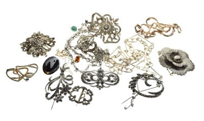 Lot 100 - Assorted silver, marcasite and other jewellery