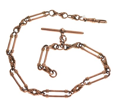 Lot 50 - 9ct rose gold albert, 33g approx