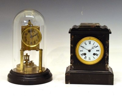 Lot 508 - Slate mantel clock and clock under dome