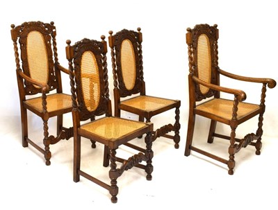 Lot 557 - Set of four 17th century-style cane back chairs