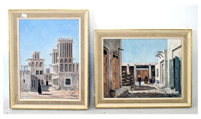 Lot 588 - Minshak - Pair of oils on board - Middle Eastern scenes