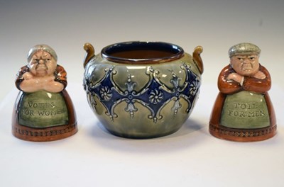 Lot 412 - Doulton cruet - Man and Woman and Lambeth pot